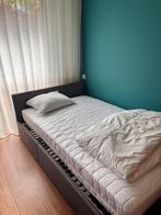 Bed + matras 120x200 cm met opbergruimte, Huis en Inrichting, Slaapkamer | Bedden, 120 cm, Grijs, Stof, Ophalen of Verzenden