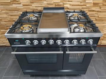 🔥Luxe Boretti Fornuis 90cm antraciet + rvs 2 ovens Frytop beschikbaar voor biedingen