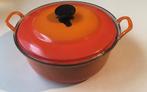 Gietijzeren LE creuset oranje braadpan,doorsnee 28cm, Ophalen, Gebruikt, Gietijzer, Keramische plaat