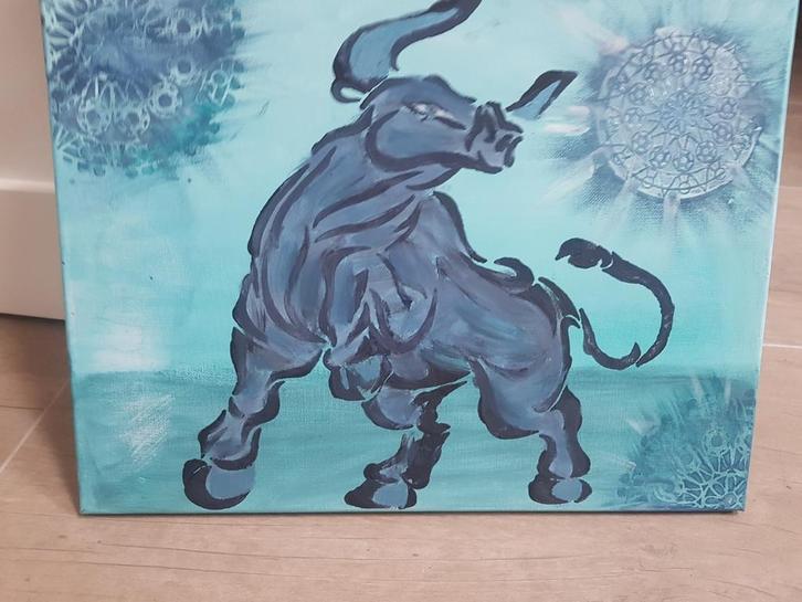 Aqua Bull, Huis en Inrichting, Woonaccessoires | Schilderijen, Tekeningen en Foto's, Nieuw, Schilderij, Minder dan 50 cm, Minder dan 50 cm