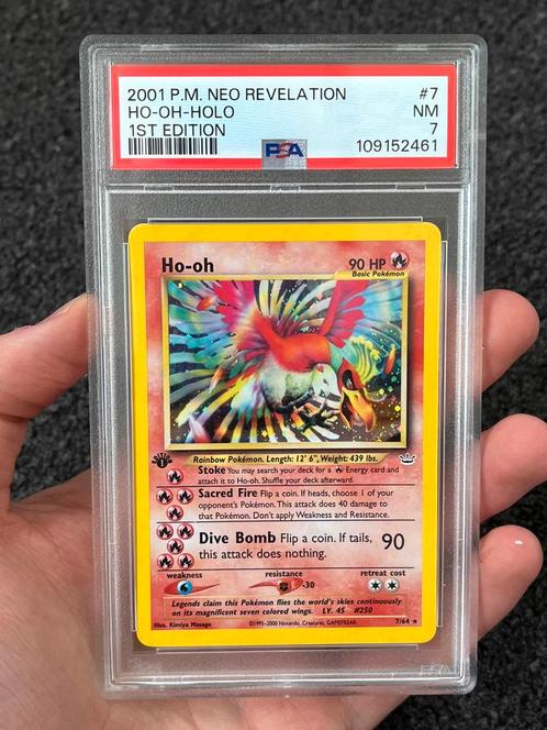Pokémon PSA 7 1st edition Ho-oh #7 Neo Revelation series, Hobby en Vrije tijd, Verzamelkaartspellen | Pokémon, Zo goed als nieuw