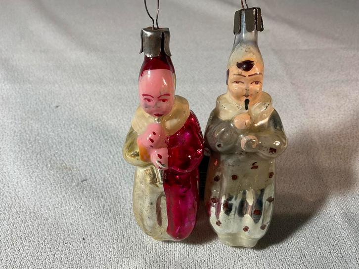 2 Stuks oude glazen kerst dametjes, Diversen, Kerst, Gebruikt, Ophalen of Verzenden