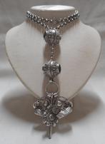 Zilveren antieke ketting met signetten en sleutel nr.834, Sieraden, Tassen en Uiterlijk, Antieke sieraden, Verzenden, Zilver, Ketting