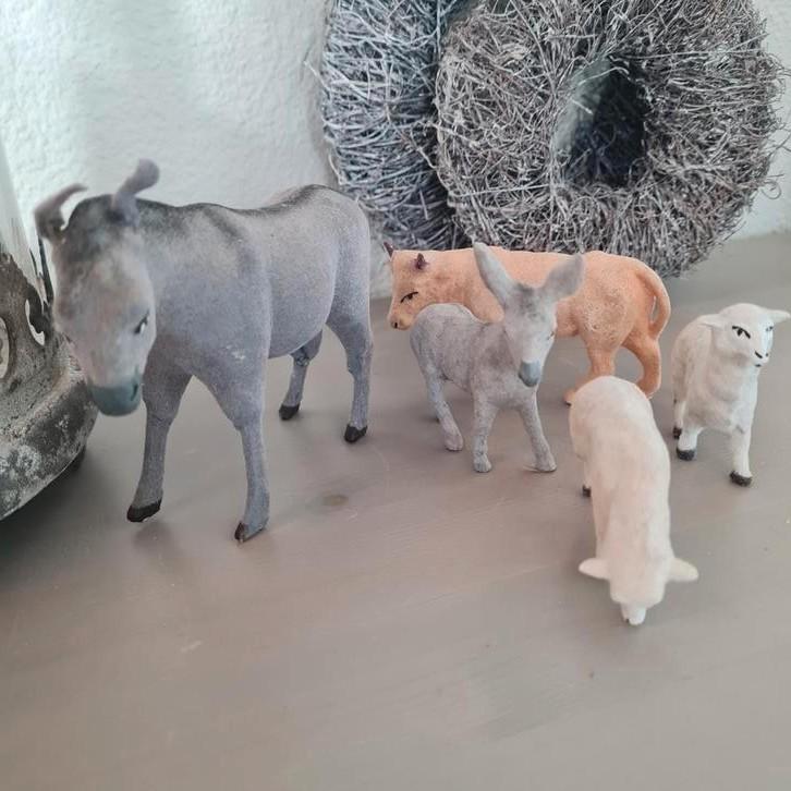 Oude Kerststaaldieren flock oude boerderijdieren oude kerst, Antiek en Kunst, Antiek | Speelgoed, Ophalen of Verzenden