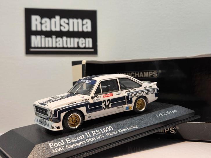 Ford Escort II RS1800 " Klaas Ludwig " 1:43 Minichamps, Hobby en Vrije tijd, Modelauto's | 1:43, Zo goed als nieuw, Auto, MiniChamps