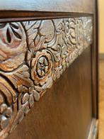 Vintage houten commode met warm grijs marmeren blad, Huis en Inrichting, Ophalen, Gebruikt