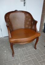 rotan stoel met leren kussen , Queen Ann stijl, Ophalen, Riet of Rotan, Bruin, Klassiek