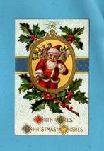 Pracht oude kerstkaart met kerstman in reliéf N676 uit 1910, Verzamelen, Verzenden, Voor 1920, Gelopen, Kinderen