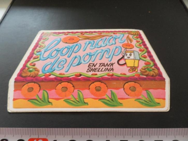 sticker loop naar de pomp en tank shellina - shell, Verzamelen, Stickers, Zo goed als nieuw, Ophalen
