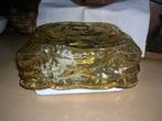 vintage plafonniere glazen schaal amber 20 x 20 cm., Antiek en Kunst, Antiek | Lampen, Ophalen of Verzenden