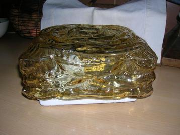 vintage plafonniere glazen schaal amber 20 x 20 cm.  beschikbaar voor biedingen