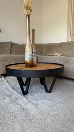 Industriële Ronde Salontafel – Massief Hout & Metaal – 78 cm, Huis en Inrichting, Tafels | Salontafels, Ophalen, Gebruikt, 50 tot 100 cm