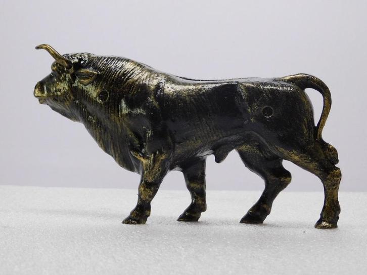 Beeld Stier - Spaarpot - 27 cm - Gietijzer, Verzamelen, Beelden en Beeldjes, Dier, Ophalen of Verzenden