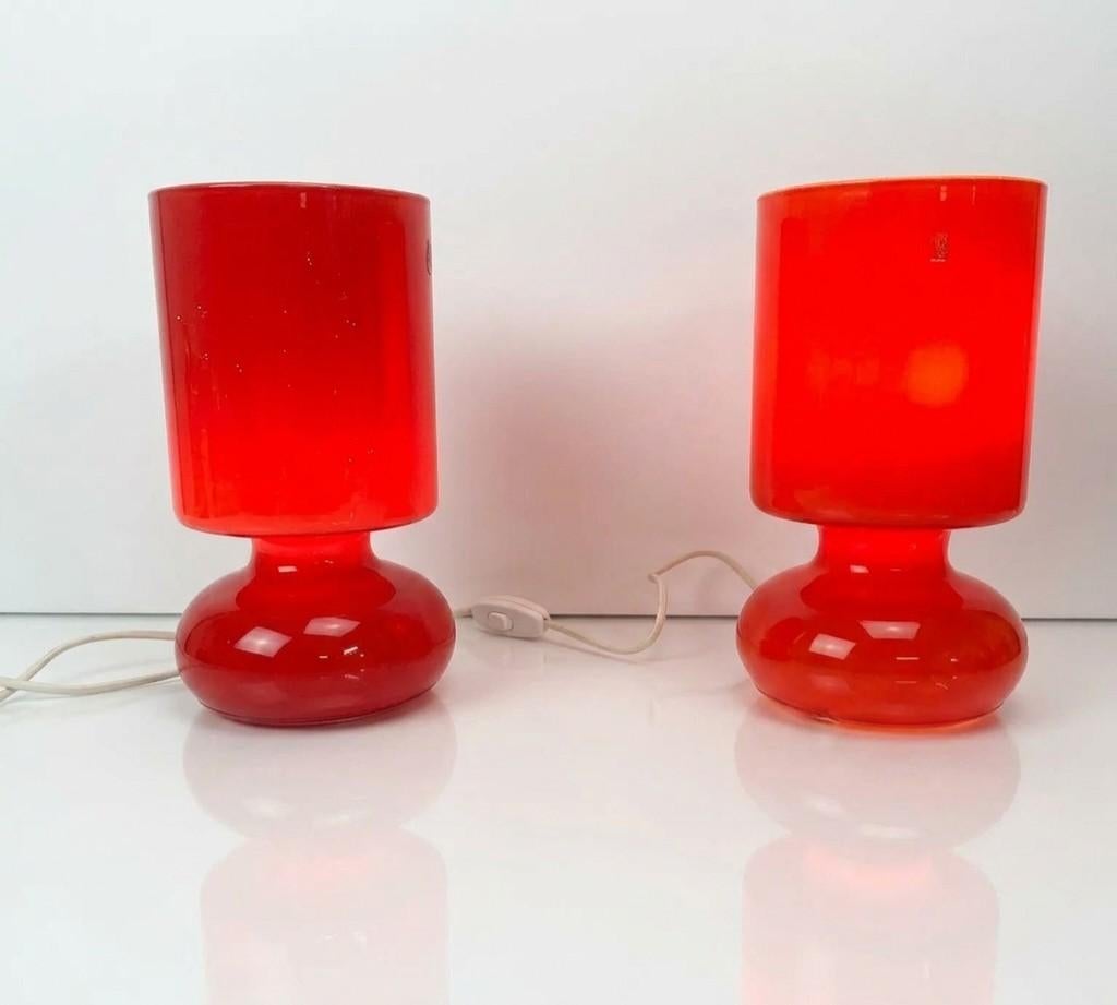 IKEA Lykta Rode Tafellampen - Set van 2, Huis en Inrichting, Lampen | Tafellampen, Minder dan 50 cm, Glas, Ophalen of Verzenden