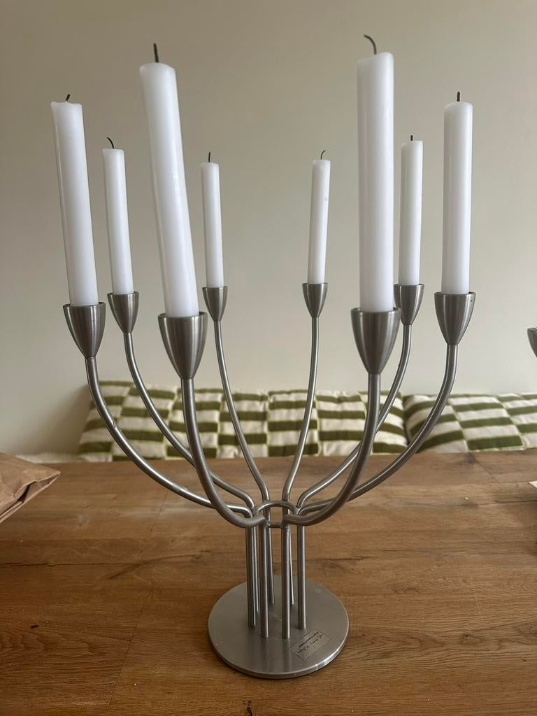 Ikea vintage 8-armige kandelaar, Ophalen of Verzenden, Zo goed als nieuw, Metaal, Minder dan 25 cm
