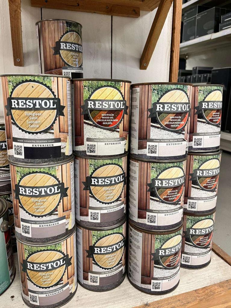 1+1 GRATIS Opruiming Restol houtolie / verf, Doe-het-zelf en Verbouw, Verf, Beits en Lak, Nieuw, Verf, Minder dan 5 liter, Ophalen of Verzenden