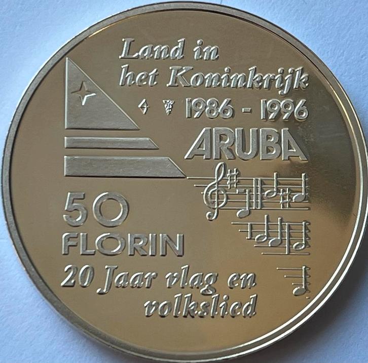 Aruba zilveren 50 florin 1996, Postzegels en Munten, Munten | Nederland, Losse munt, Overige waardes, Koningin Beatrix, Zilver