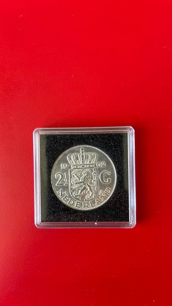 Zilveren Juliana rijksdaalder 1962 in capsule, Ophalen of Verzenden, Koningin Juliana, 2½ gulden