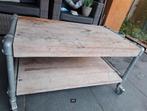 Salontafel van steigerhout en steigerbuizen, Tuin en Terras, Ophalen, Gebruikt, Rechthoekig, Hout