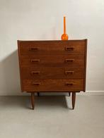 Midcentury vintage teak Deens ladekastje, Ophalen, Gebruikt, 50 tot 100 cm, 3 of 4 laden