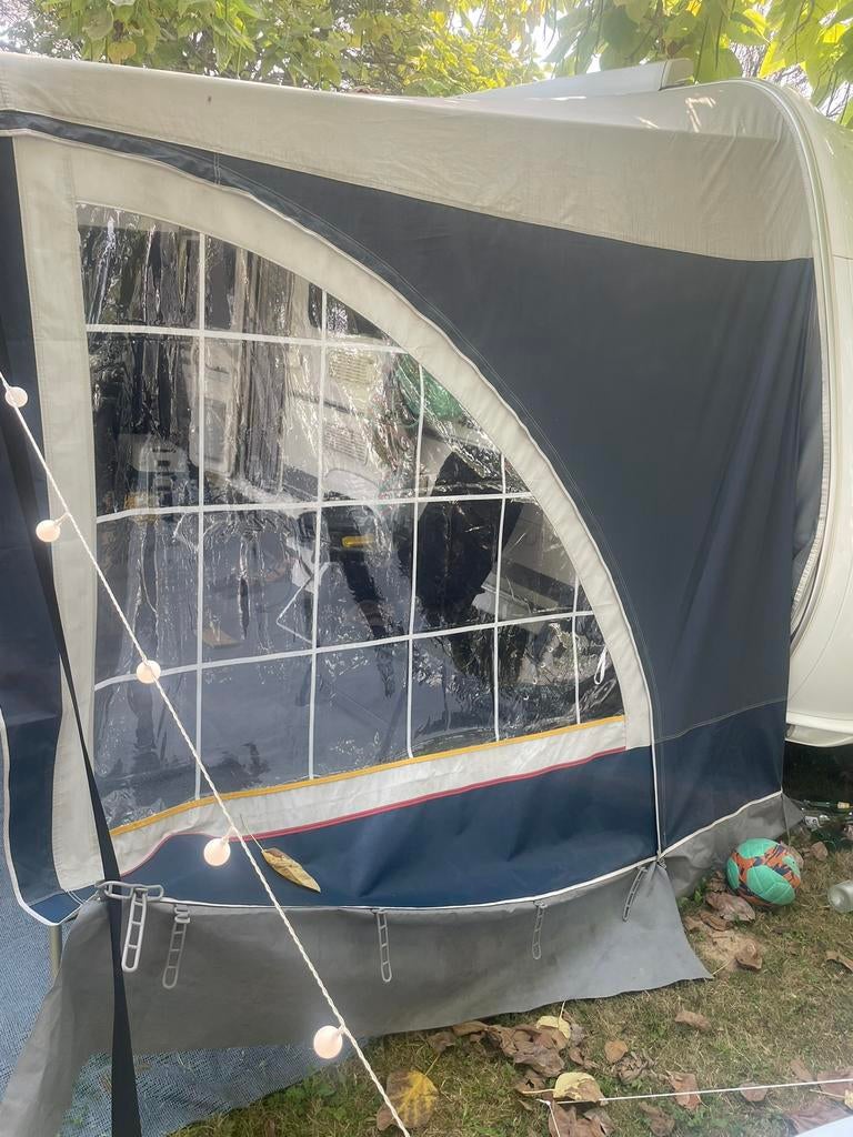 Voortent caravan Dorema blauw, grijs dak, Caravans en Kamperen, Ophalen, Gebruikt