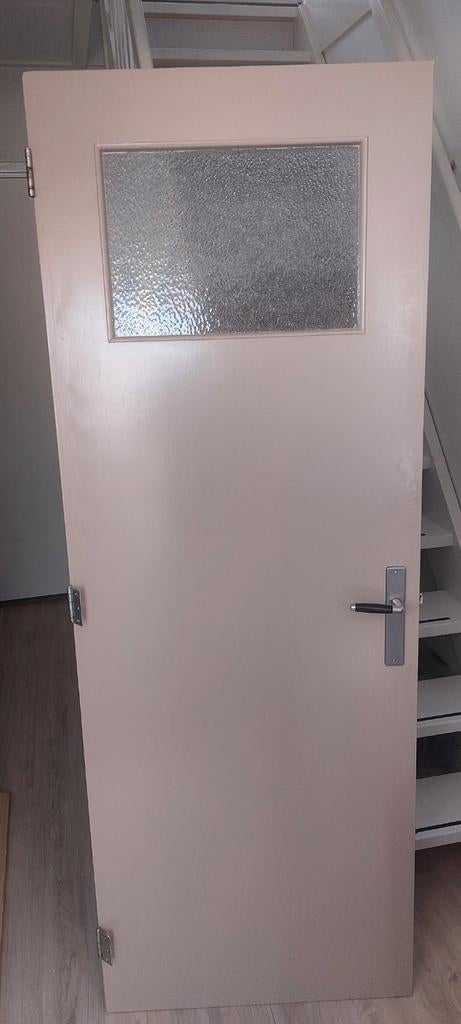 Oude linksdraaiende binnendeur met glas., Ophalen, Gebruikt, Binnendeur, Minder dan 200 cm