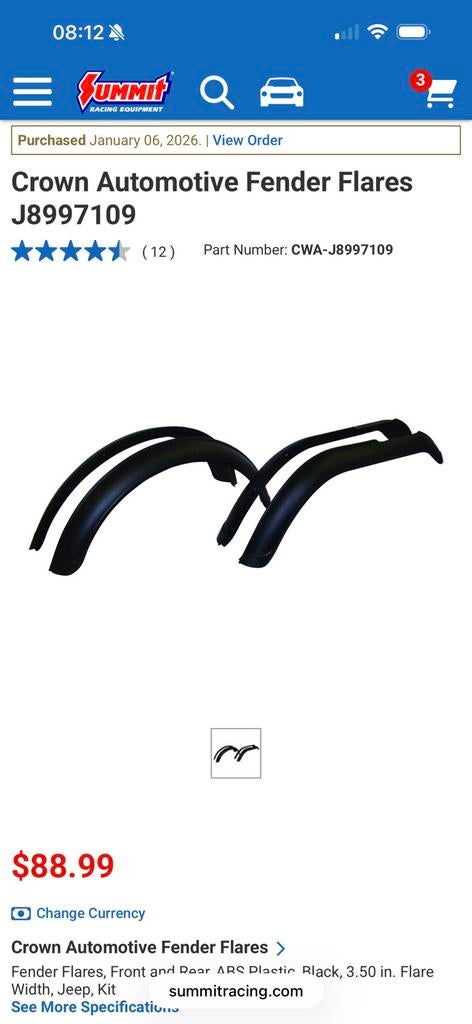 Jeep cj fender flare kit nieuw, Jeep, Crown, Crown, Nieuw