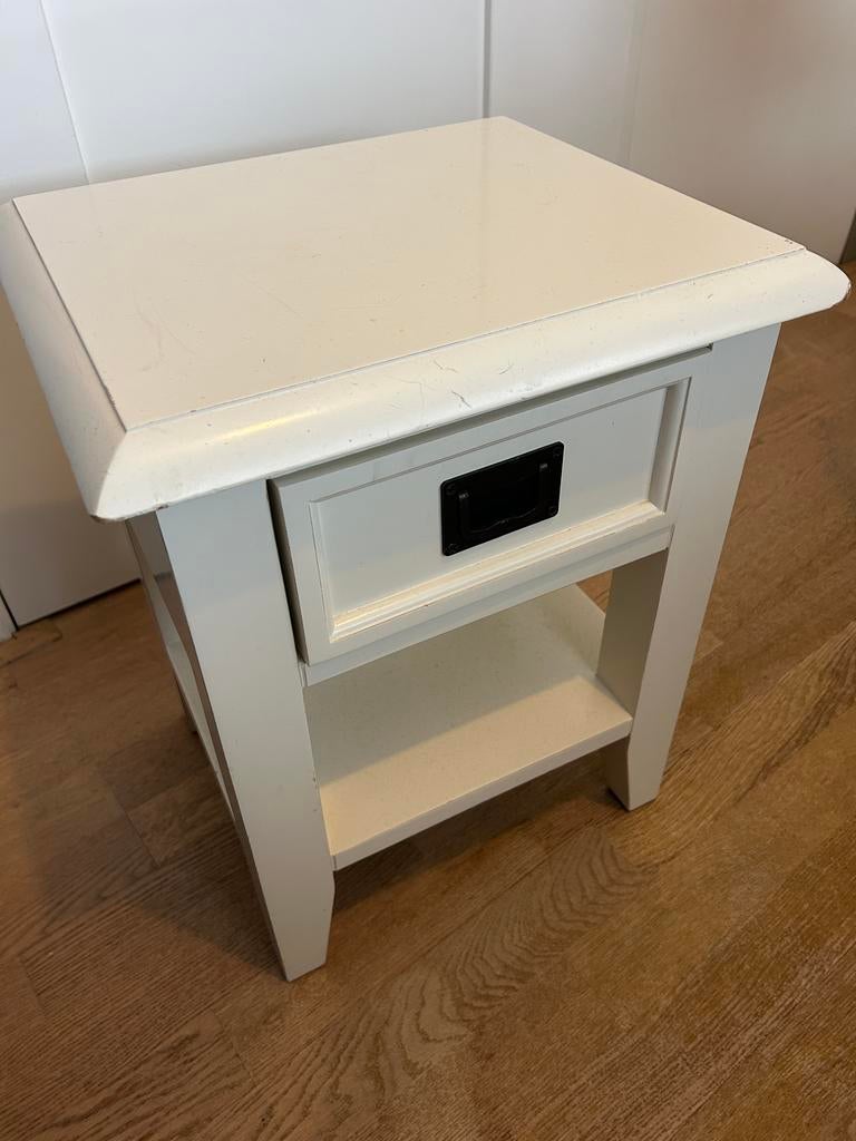 Wit nachtkastje van De Troubadour - opknapper, Ophalen, Gebruikt, Minder dan 45 cm, 55 tot 70 cm