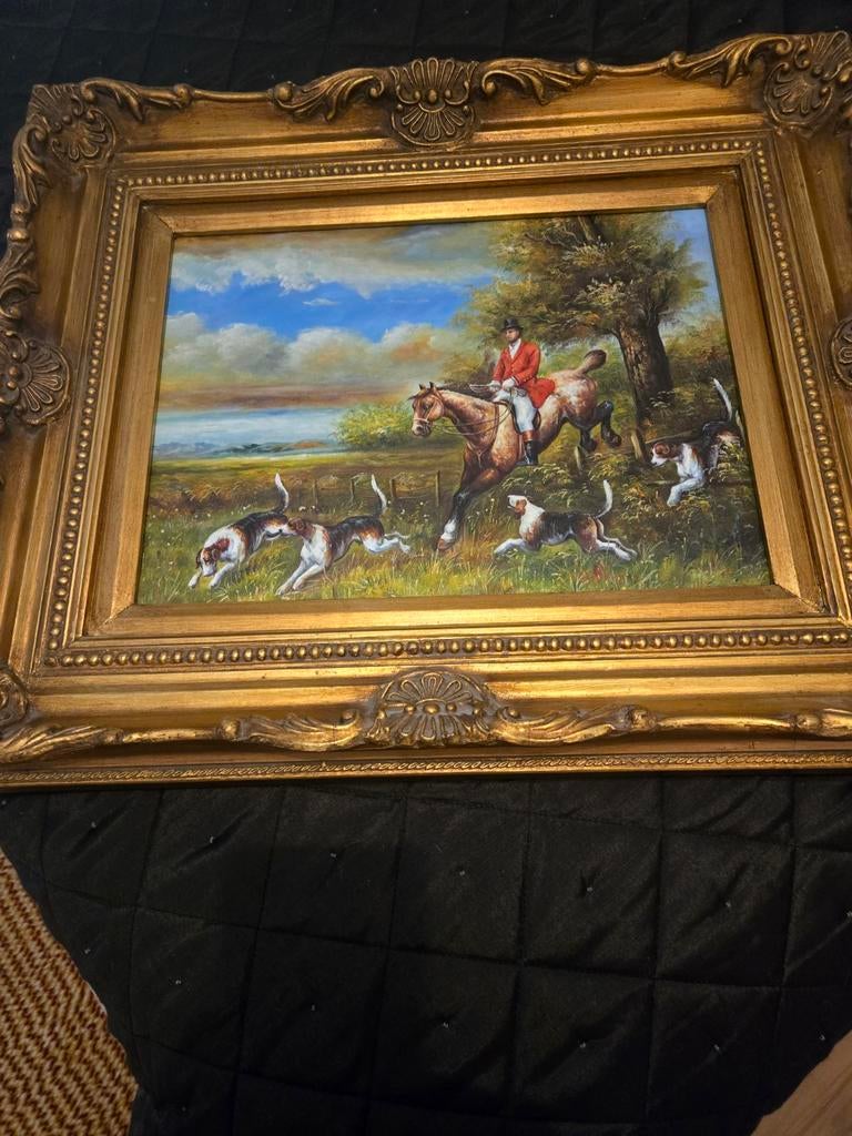 Schilderij jacht, Antiek en Kunst, Ophalen of Verzenden