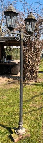 Tuinlantaarn op paal met 2 lampen opknapper, Tuin en Terras, Ophalen, Gebruikt, Minder dan 50 watt, Staande lamp