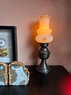 Vintage Tafellamp Opaalglas Olielamp Stijl Bloemmotief, Ophalen of Verzenden