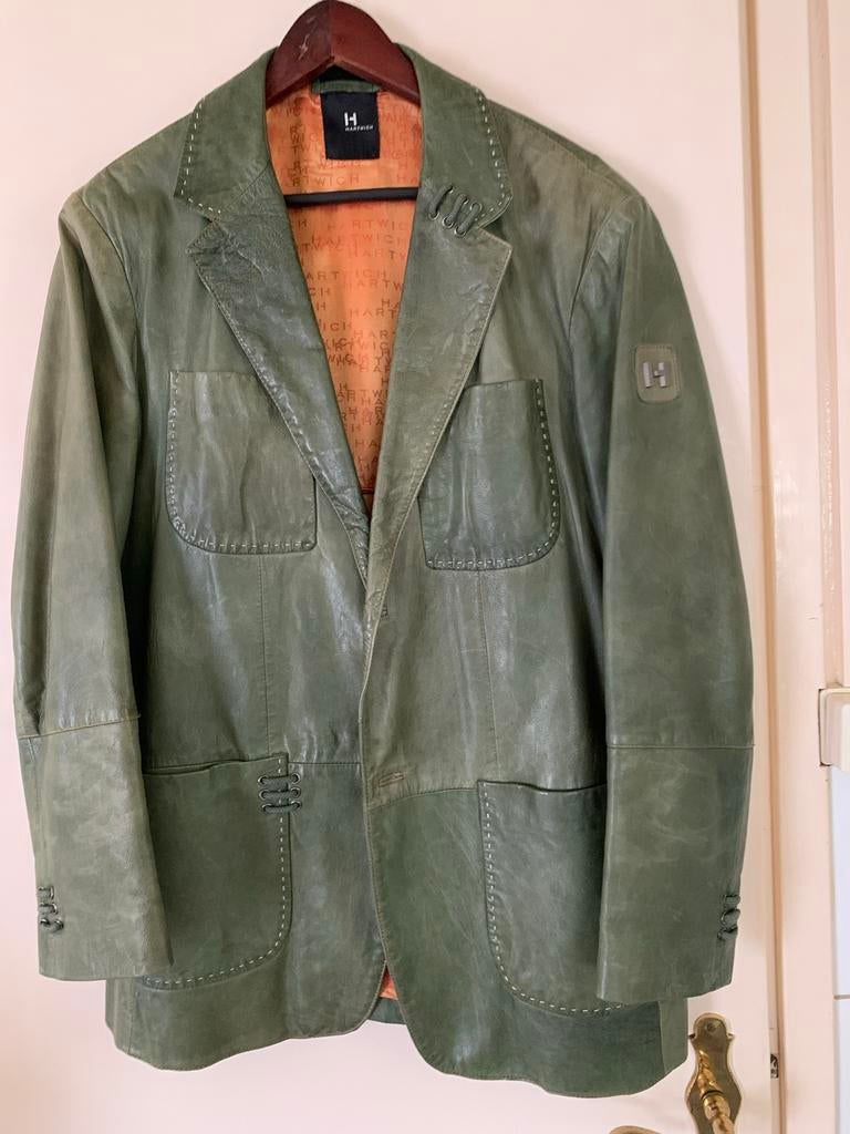 Leren colbert mt 50-52, Ophalen of Verzenden, Gedragen, Maat 52/54 (L), Groen