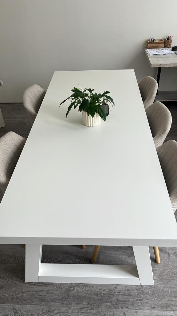 Grote witte eettafel 220x90, Huis en Inrichting, Tafels | Eettafels, Ophalen, Gebruikt, 200 cm of meer, 50 tot 100 cm