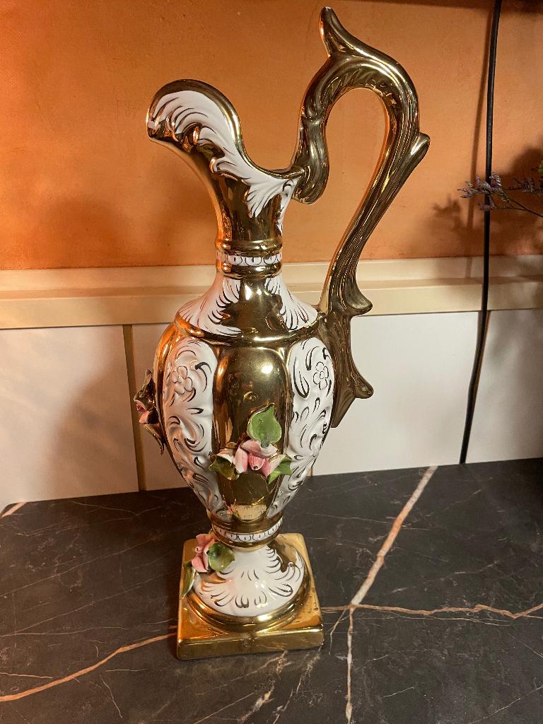 Oud klassiek Italiaanse kruik vaas Benrose Capodimonte stijl, Ophalen, Overige kleuren, Aardewerk of Porselein, Zo goed als nieuw
