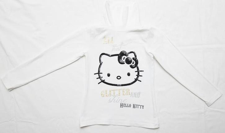 Hello Kitty coltrui met pailletjes maat 122 wit trui, Kinderen en Baby's, Kinderkleding | Maat 122, Gebruikt, Meisje, Trui of Vest