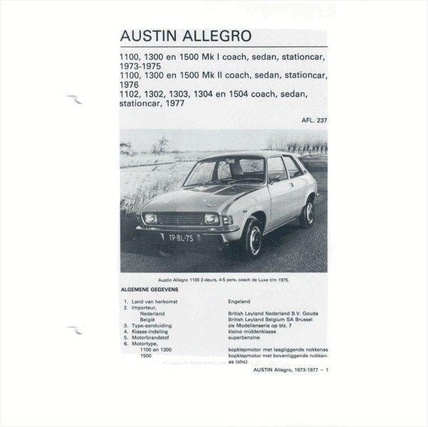 Austin Allegro Vraagbaak losbladig 1973-1977 #4 Nederlands, Boeken, Ophalen of Verzenden, Gelezen, Overige merken