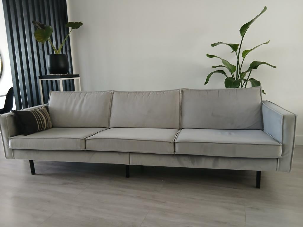 Prachtige Velvet Bank Be Pure Home  Lichtgrijs, Ophalen, 250 tot 300 cm, Zo goed als nieuw, Rechte bank