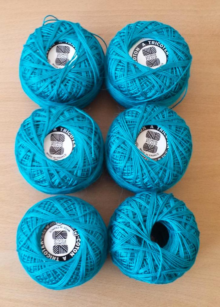 6 bollen Garen - Georges Picaud - turquoise - 100% katoen, Hobby en Vrije tijd, Breien en Haken, Nieuw, Breien of Haken, Wol of Garen
