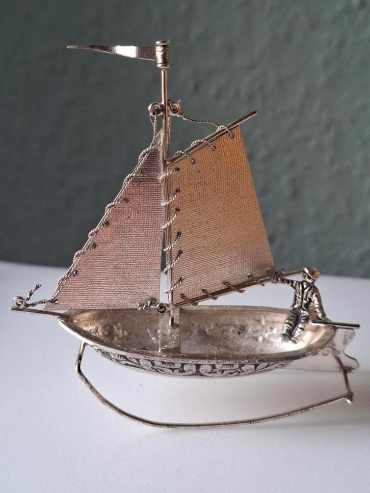 Antiek Zilveren Zeilscheepje - Gedetailleerd Handwerk, Antiek en Kunst, Antiek | Goud en Zilver, Ophalen of Verzenden