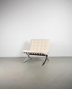 2x Knoll Barcelona Fauteuil Beige Leer - Chroom, Niet ingevuld, Niet ingevuld, 75 tot 100 cm, Ophalen of Verzenden