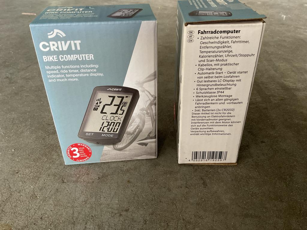 Crivit Fietscomputer - Snelheidsmeter (Nieuw in verpakking), Ophalen, Snelheidssensor, Nieuw