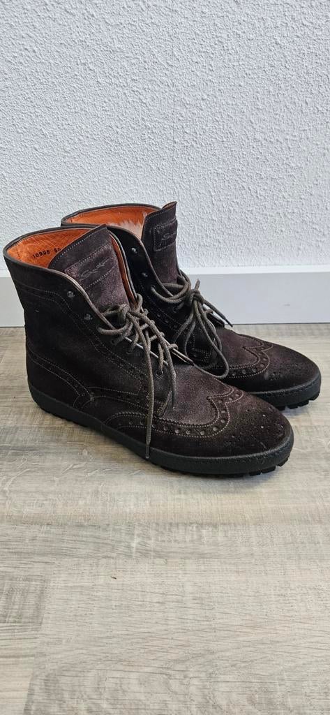 Santoni veter boots 10995 50 F maat 8, Bruin, Boots, Ophalen of Verzenden, Santoni