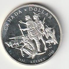 1  dollar  1990  Canada. km. 170   proof/unc, Ophalen of Verzenden, Noord-Amerika, Losse munt, Zilver