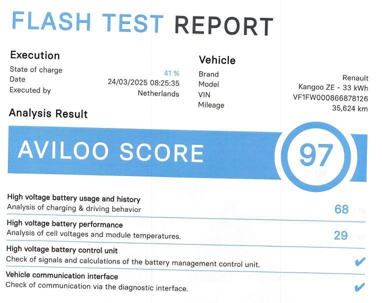 Renault Kangoo Z.E.*KOOPACCU*33 kWh*CRUISE*A/C*TEL*, Stof, Gebruikt, Wit, Origineel Nederlands