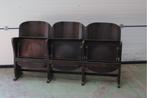 Antiek Houten Bioscoopbank van 3 Stoelen, Ophalen of Verzenden