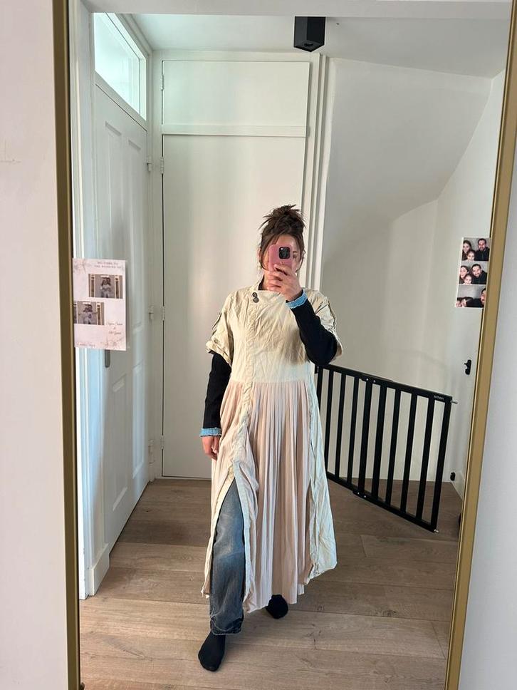 Sandro look jurk beige lang M nieuw, Kleding | Dames, Jurken, Nieuw, Maat 38/40 (M), Beige, Onder de knie, Ophalen of Verzenden