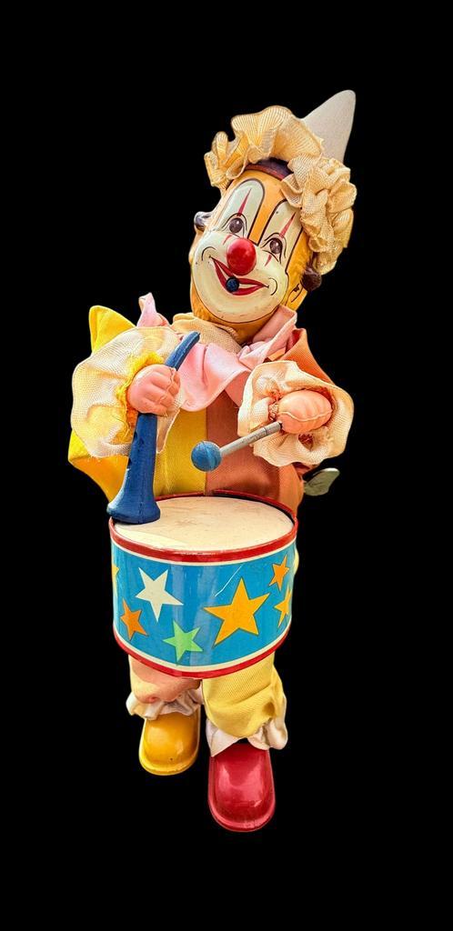 Oude opwindbare Clown met Trommel - Japan, Antiek en Kunst, Antiek | Speelgoed, Ophalen of Verzenden