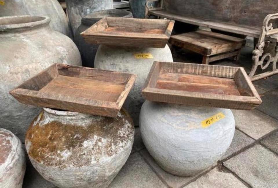 Stoer dienblad van oud Truckwood, Ophalen of Verzenden, Zo goed als nieuw, Nvt, Rechthoekig