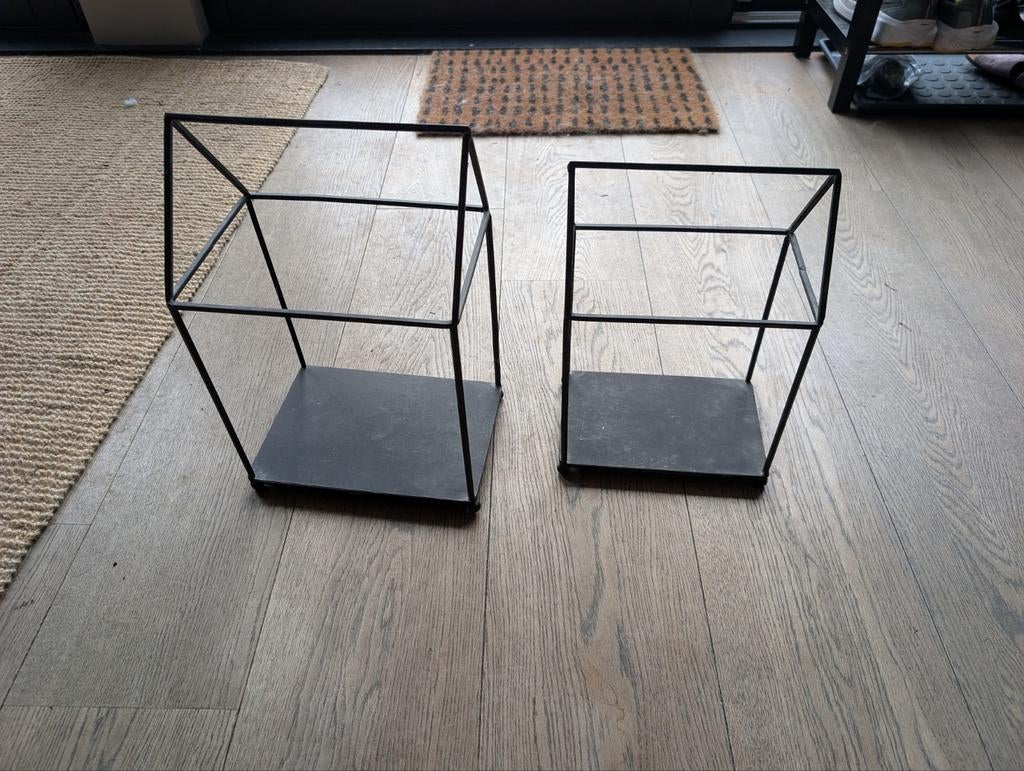 Metalen wanddecoratie - Set van 2 huisjes, Huis en Inrichting, Woonaccessoires | Overige, Ophalen of Verzenden, Gebruikt