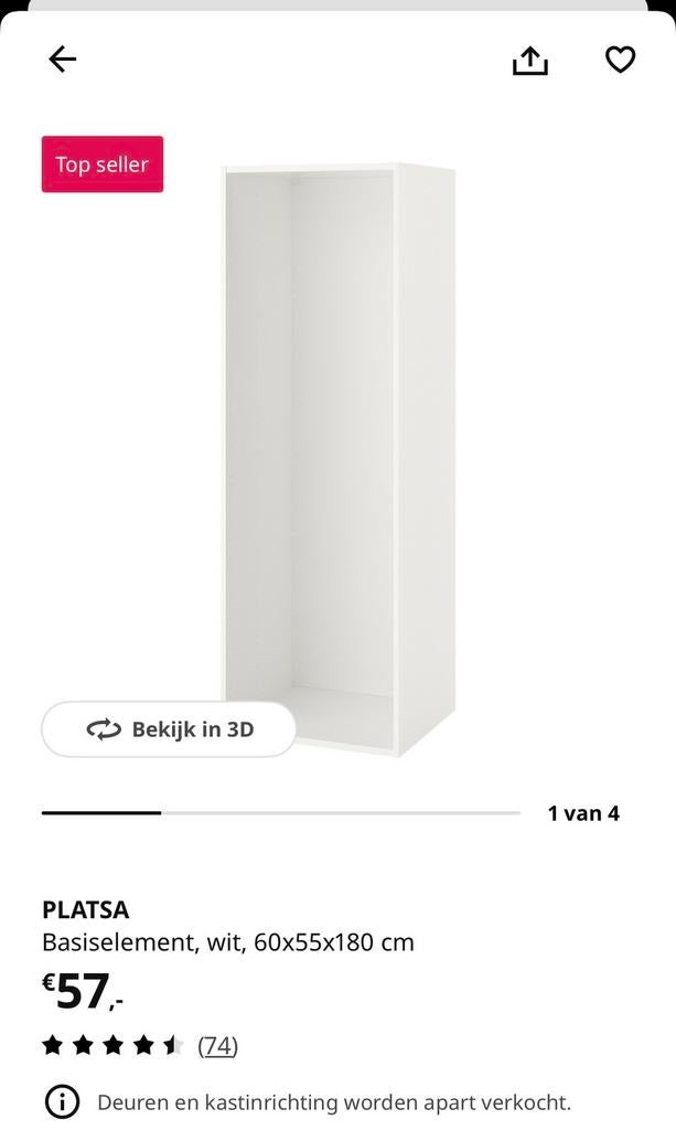 Schuinafgezaagde Platsa kasten ongebruikt, Huis en Inrichting, Kasten | Kledingkasten, Ophalen, Nieuw, 25 tot 50 cm, Minder dan 100 cm